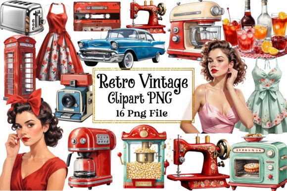 Download 1950s Retro Vintage Clipart Bundle - Retro Collection