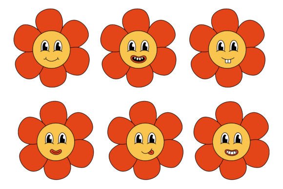 Download Retro 70s 60s 80s Groovy Flowers Set - Retro Collection