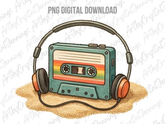 Download Retro Cassette Tape with Headphones PNG - Retro Collection