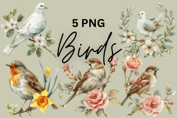 Download Watercolor Bird Floral Design Nature Art - Bird Collection