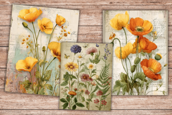 Download Botanical Flowers Junk Journal Kit - Junk journal Collection