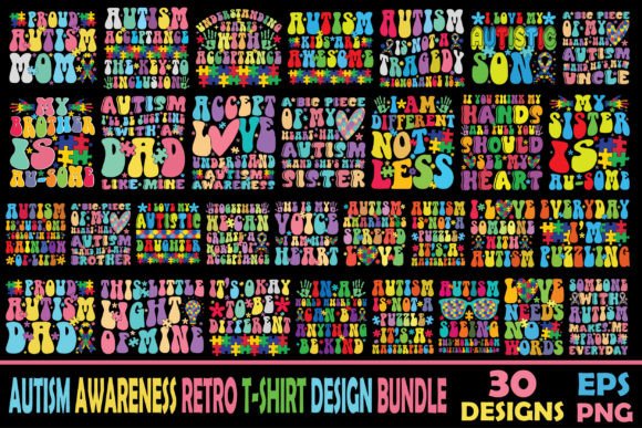 Download Autism Awareness Retro Designs Bundle - Retro Collection