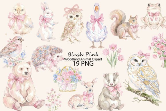 Download Blush Pink Woodland Animal Clipart - Blush pink Collection