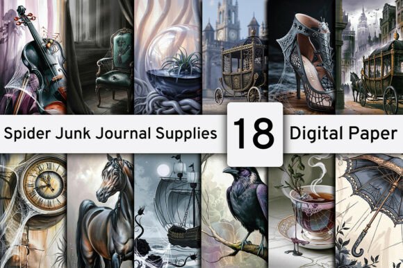 Download Spider Junk Journal Supplies Paper Pack - Junk journal Collection