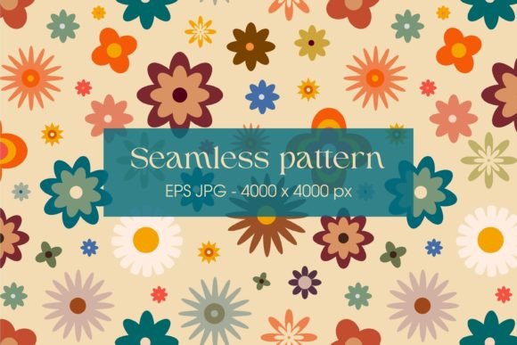 Download Retro Pattern with Flowers in 60s Style - Retro Collection