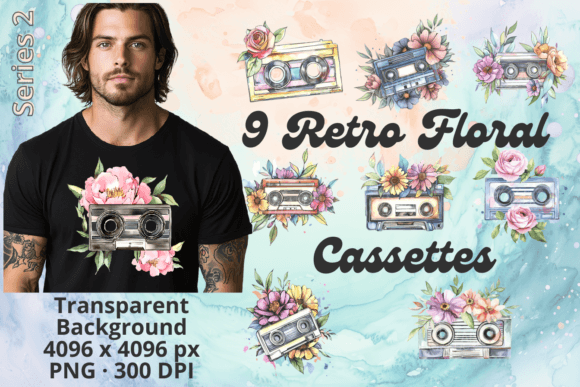 Download Watercolor Retro Cassette Floral Set 2 - Retro Collection