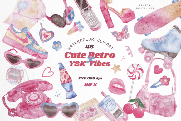 Download Y2K Retro Valentines Clipart Bundle - Retro Collection
