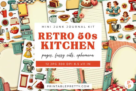 Download Retro 50s Kitchen Junk Journal Kit - Junk journal Collection