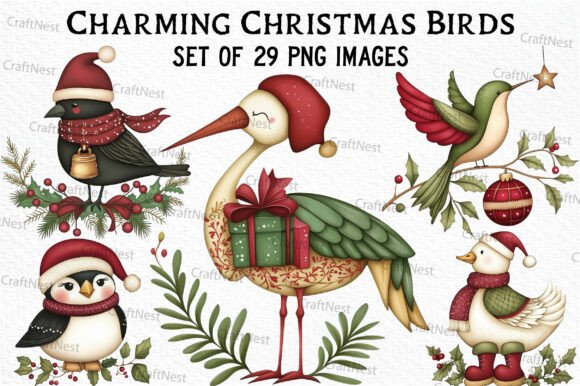 Download Charming Christmas Birds Clip Art - Bird Collection