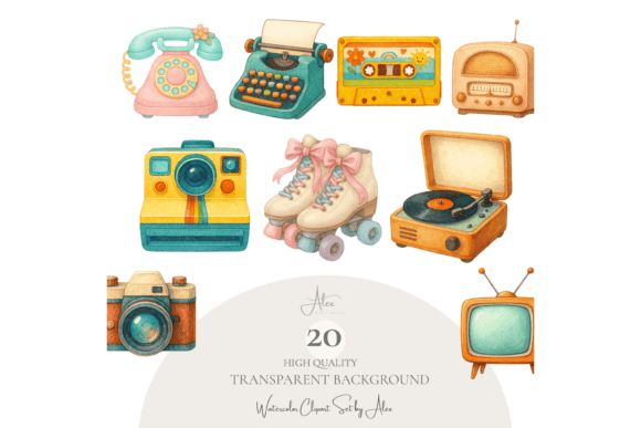 Download Retro Clipart PNG Bundle - Retro Collection
