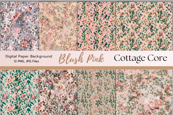 Download Blush Pink Cottage Core Digital Paper - Premium Bundle