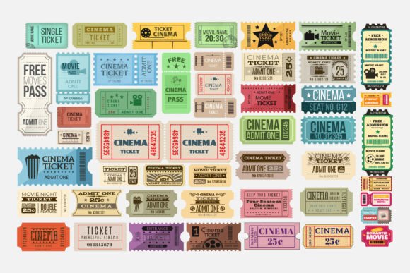 Download Vintage Tickets, Retro Movie, Cinema - Retro Collection