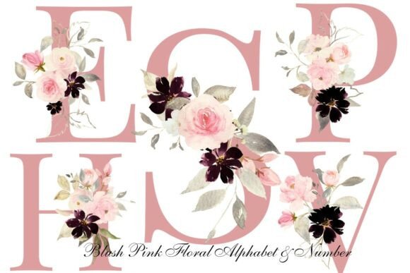 Download Blush Pink Floral Alphabet &amp; Number PNG - Blush pink Collection