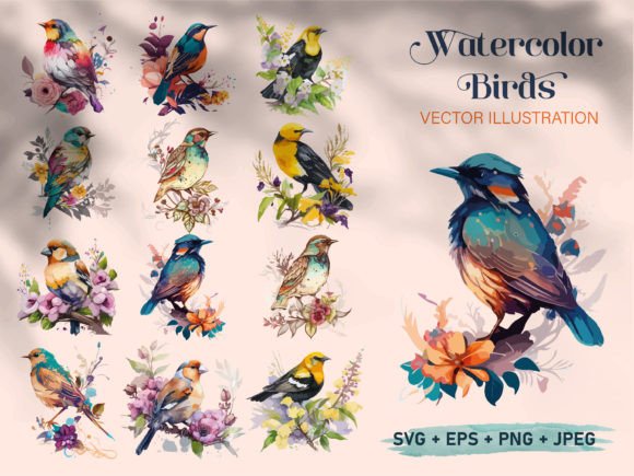 Download Watercolor Bird &amp; Sparrow Painting Set - Premium Resources