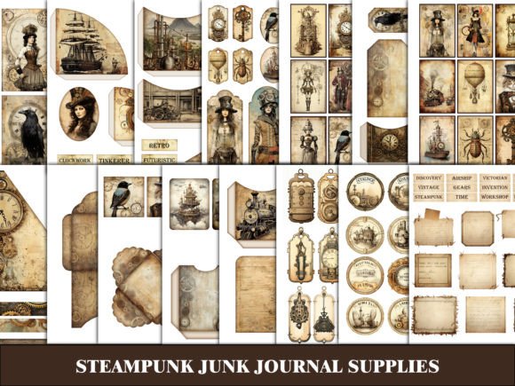 Download Steampunk Junk Journal Grungy Ephemera - Junk journal Collection