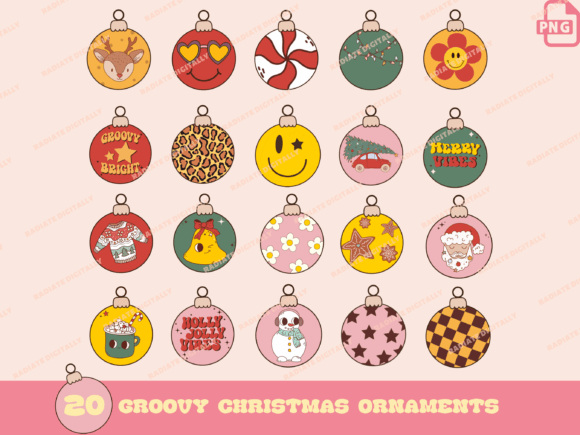 Download 20 Groovy Retro Christmas Ornaments - Retro Collection