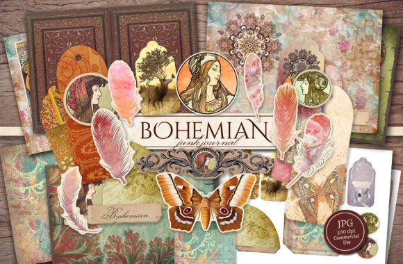 Download Bohemian Junk Journal Kit - Junk journal Collection