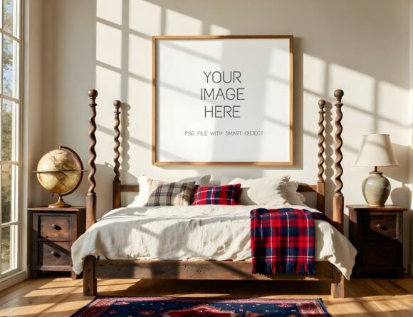 Download Cozy Retro Bedroom Floor Frame Mockup - Retro Collection